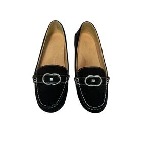 Liz Claiborne Loafers Women's Black Suede‎ Leather Slip On Casual Shoes